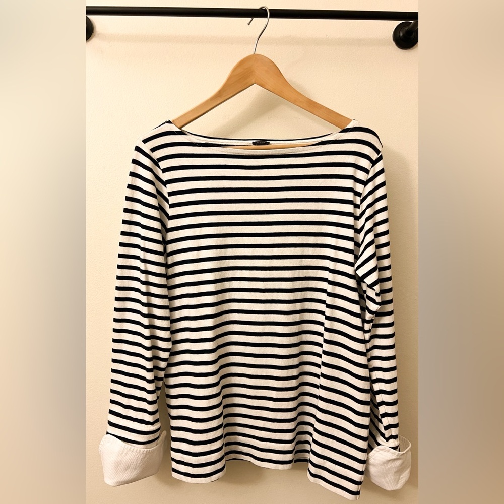 Striped long Sleeve boat neck casual top